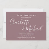 Elegante Mauve handtekening script foto Save The Date (Voorkant)