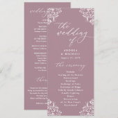 Elegante Mauve Klassieke Trouwprogramma's met Vint Programmakaart (Voorkant / Achterkant)