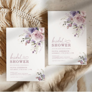 Elegante Mauve & Lavendel Bruiloft Feest Bloemen  Kaart