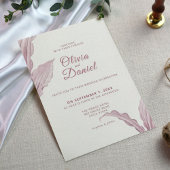 Elegante Mauve Leaf Minimal Wedding Kaart