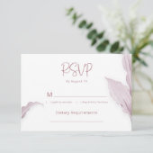Elegante Mauve Leaf Minimal Wedding RSVP Kaart (Staand voorkant)