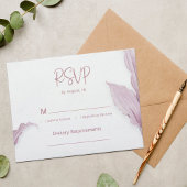 Elegante Mauve Leaf Minimal Wedding RSVP Kaart