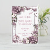 Elegante Mauve Lijst Sjabloon bruiloft uitnodiging (Staand voorkant)