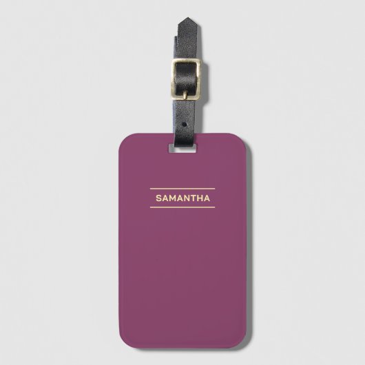 Elegante Mauve met naam Bagagelabel (Voorkant (verticaal))