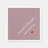 Elegante Mauve Monogram Trouwdatum Party Cocktail Servet (Voorkant)