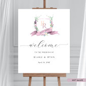 Elegante Mauve Paarse Monogram bruiloft Welkom Tek Poster