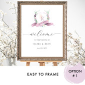 Elegante Mauve Paarse Monogram bruiloft Welkom Tek Poster