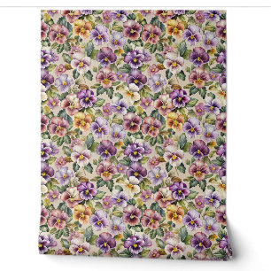 Elegante mauve pastel paarse lila gele viooltjes behang