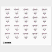 Elegante Mauve Plum Paarse Floral Wedding Hart Sticker (Vel)