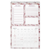 Elegante Mauve Roze Bloemen Patroon Maandelijkse P Kalender (Mar 2026)