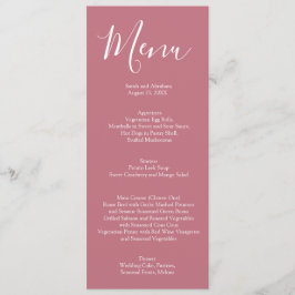 Elegante Mauve Roze en Witte Rozen Wedding Menu
