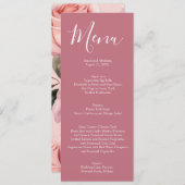 Elegante Mauve Roze en Witte Rozen Wedding Menu (Voorkant / Achterkant)