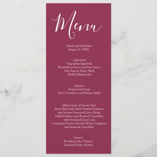 Elegante Mauve Roze en Witte Rozen Wedding Menu (Voorkant)