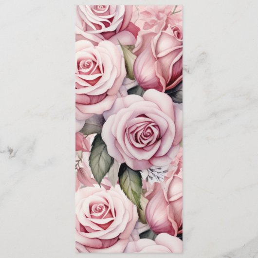 Elegante Mauve Roze en Witte Rozen Wedding Menu (Achterkant)