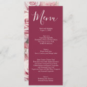 Elegante Mauve Roze en Witte Rozen Wedding Menu (Voorkant / Achterkant)