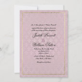 Elegante mauve roze fleur de lis bloemenbruiloft kaart (Voorkant)