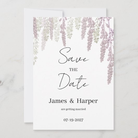 Elegante mauve roze mint groene bloemen Save the D Kaart (Voorkant)