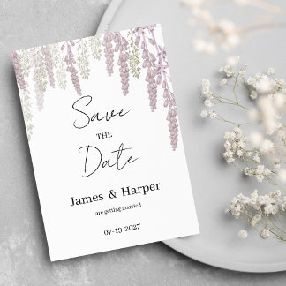 Elegante mauve roze mint groene bloemen Save the D Kaart