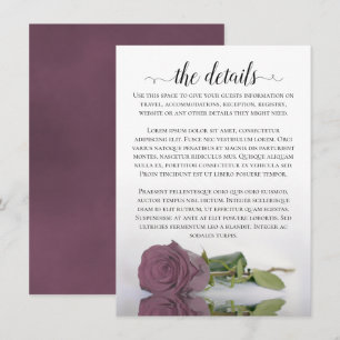 Elegante Mauve Roze Reflecterende Rozen Huwelijksd Informatiekaartje