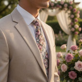 Elegante Mauve Roze Vintage Bloemmotief Stropdas