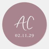 Elegante Mauve schone bruiloft Ronde Sticker (Voorkant)