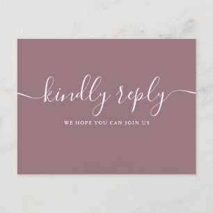 Elegante Mauve Songaanvraag RSVP Briefkaart