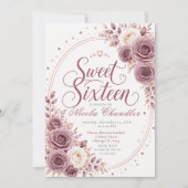 Elegante Mauve Sweet 16 Kaart (Voorkant)