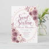 Elegante Mauve Sweet 16 Kaart (Staand voorkant)