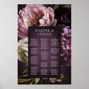 Elegante Maximalistische Bloemige Trouwzittingkaar Poster