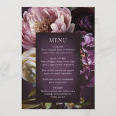 Elegante Maximalistische Paarse Bloemige Bruiloft Menu (Voorkant)