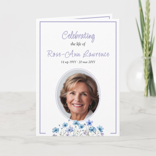 Elegante Meadow bloemen begrafenis gevouwen Programma (Voorkant)