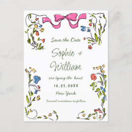 Elegante Meadow Wildflowers Bruiloft Save the Date Briefkaart