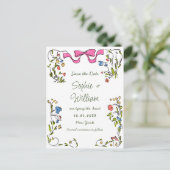 Elegante Meadow Wildflowers Bruiloft Save the Date Briefkaart (Staand voorkant)