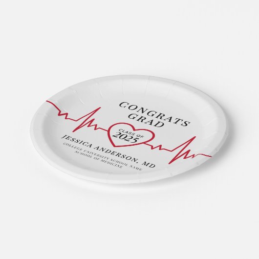 Elegante medische afstudeerfeest papieren bordje (Gekanteld)
