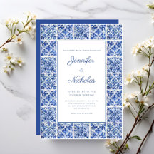Elegante mediterraan blauwe tegels bruiloft