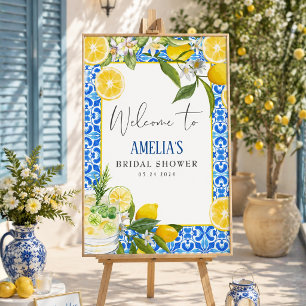 Elegante Mediterraanse citroen bruidsdouche welkom Poster