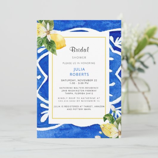 Elegante mediterrane bloemen en citroen Vrijgezell Kaart (Staand voorkant)