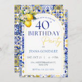 Elegante mediterrane citroen 40e verjaardag kaart (Voorkant / Achterkant)