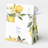 Elegante mediterrane citroenen bestemming bruiloft bedankdoosjes (Achterkant)