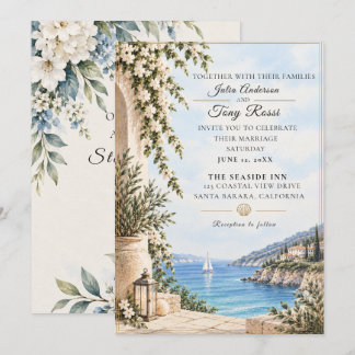 Elegante mediterrane kusttrouwkaart kaart