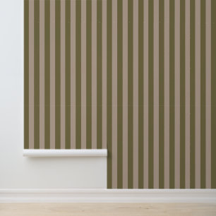 Elegante mediterrane olijfgroene beige strepen behang