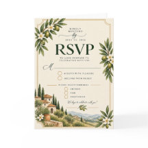 Elegante Mediterrane Olijftak Trouw-RSVP Kaart