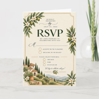 Elegante Mediterrane Olijftak Trouw-RSVP Kaart