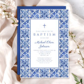 Elegante Mediterrane Tegels Jongensdoop Kaart