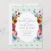 Elegante mediterrane Tegels Levendige bloemen Kaart (Voorkant)