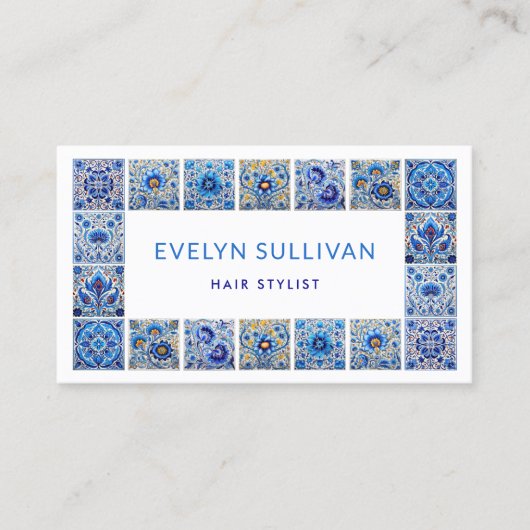 Elegante mediterrane tegels lijst visitekaartje (Voorkant)