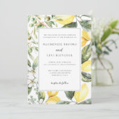 Elegante mediterrane tuin citroen bruiloft kaart (Staand voorkant)