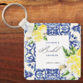 Elegante mediterrene citroen bloemige bruidsborrel sleutelhanger (Voorkant)