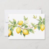 Elegante mediterrene gele citroen bruidsdouche bedankkaart (Achterkant)