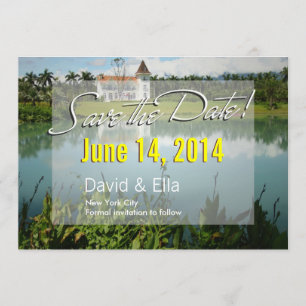 Elegante meerhuis save-the-date-aankondiging kaart